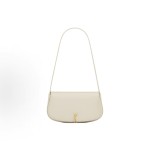 SAINT LAURENT YSL VOLTAIRE distressed metal Logo hand-held shoulder bag mini for women in white